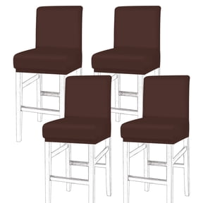 Jokapy Stretch PU Bar Stool Covers, Pub Chair Covers, Kitchen Counter Stool Covers, Brown, Set of 4
