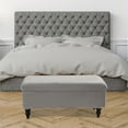 thumbnail image 1 of Jokapy Stretch Velvet Rectangle Ottoman Bench Cover Soft Footstool Slipcover, Gray, 1 of 10