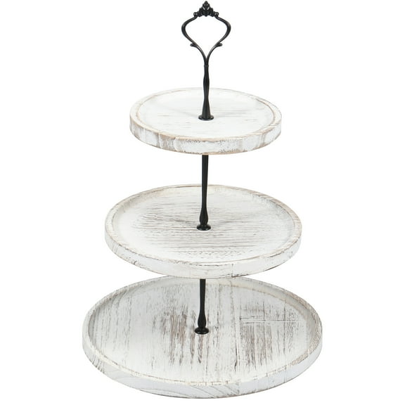 Jokapy Wood Cupcake Stand 3 Tiers Smooth Wood Cupcake Holder