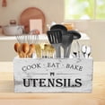thumbnail image 1 of Tzdxfgl 14.5" x 6.7" x 5.5" Extra Large Kitchen Utensils Holder with 4 Compartments, Wooden Utensil Organizer for Kitchen Countertop, Farmhouse Decor, Rustic Cooking Utensil, 1 of 11