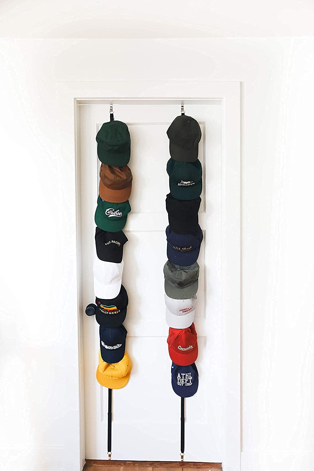 Sesiiduo Hat Racks for Baseball Caps, 4 Pack Adhesive Hat Hooks for Wall,  Black 