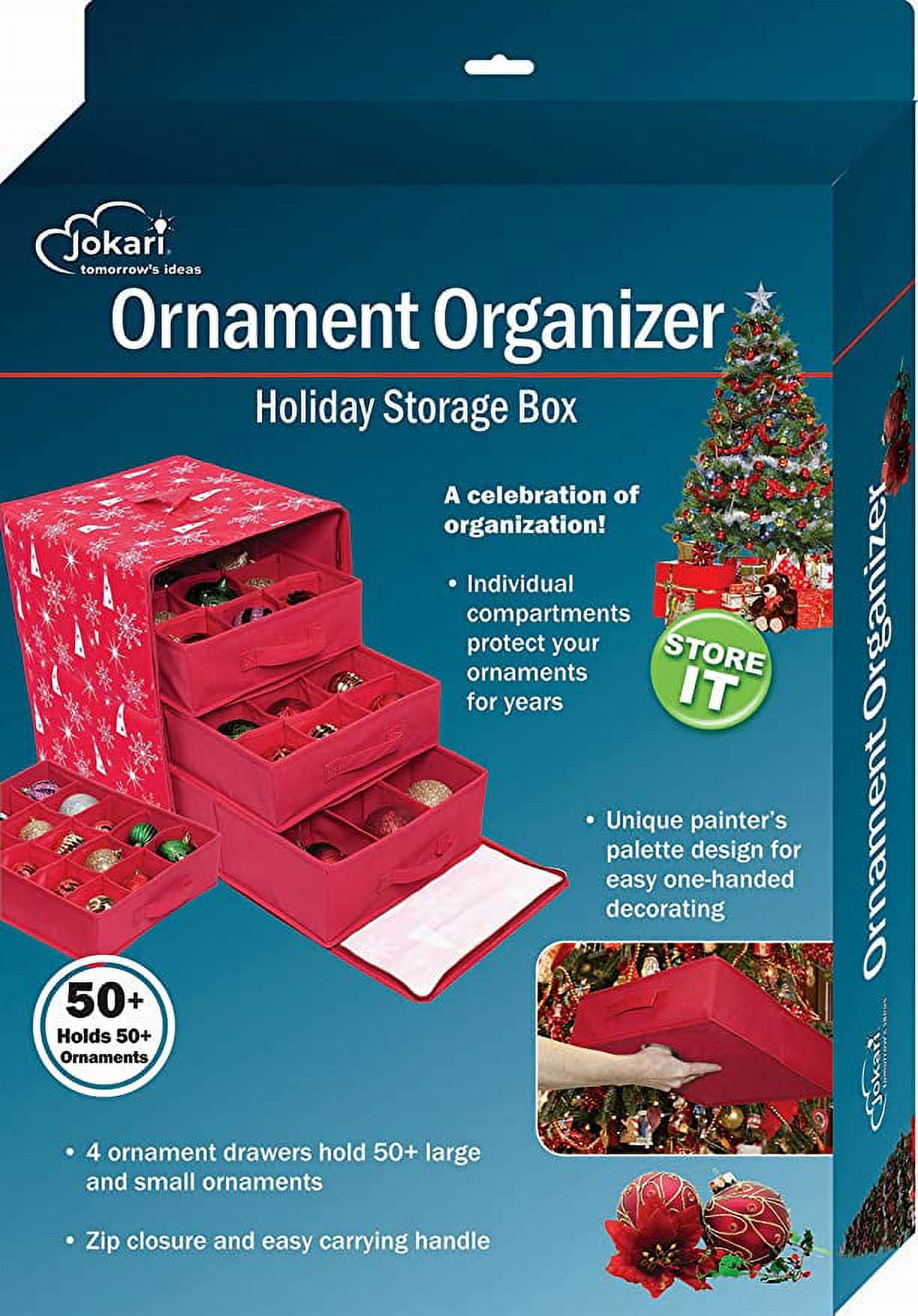 Jokari 50 Holiday Ornament Storage Container and Closet Organizer. Safely and Securely Store