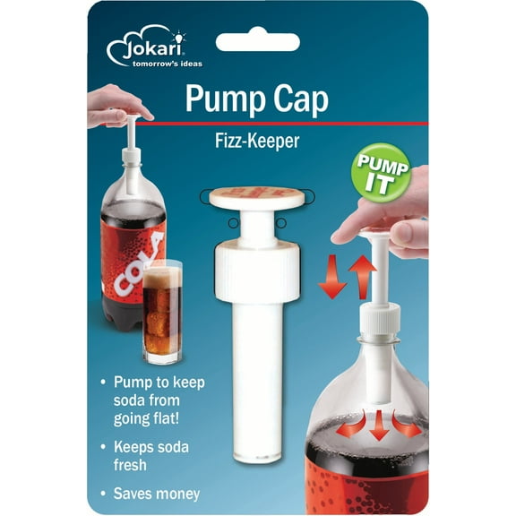 Jokari Reusable Fizz Keeper Pump Cap for Soda Pop Bottles, Screw Top, 2 Pack
