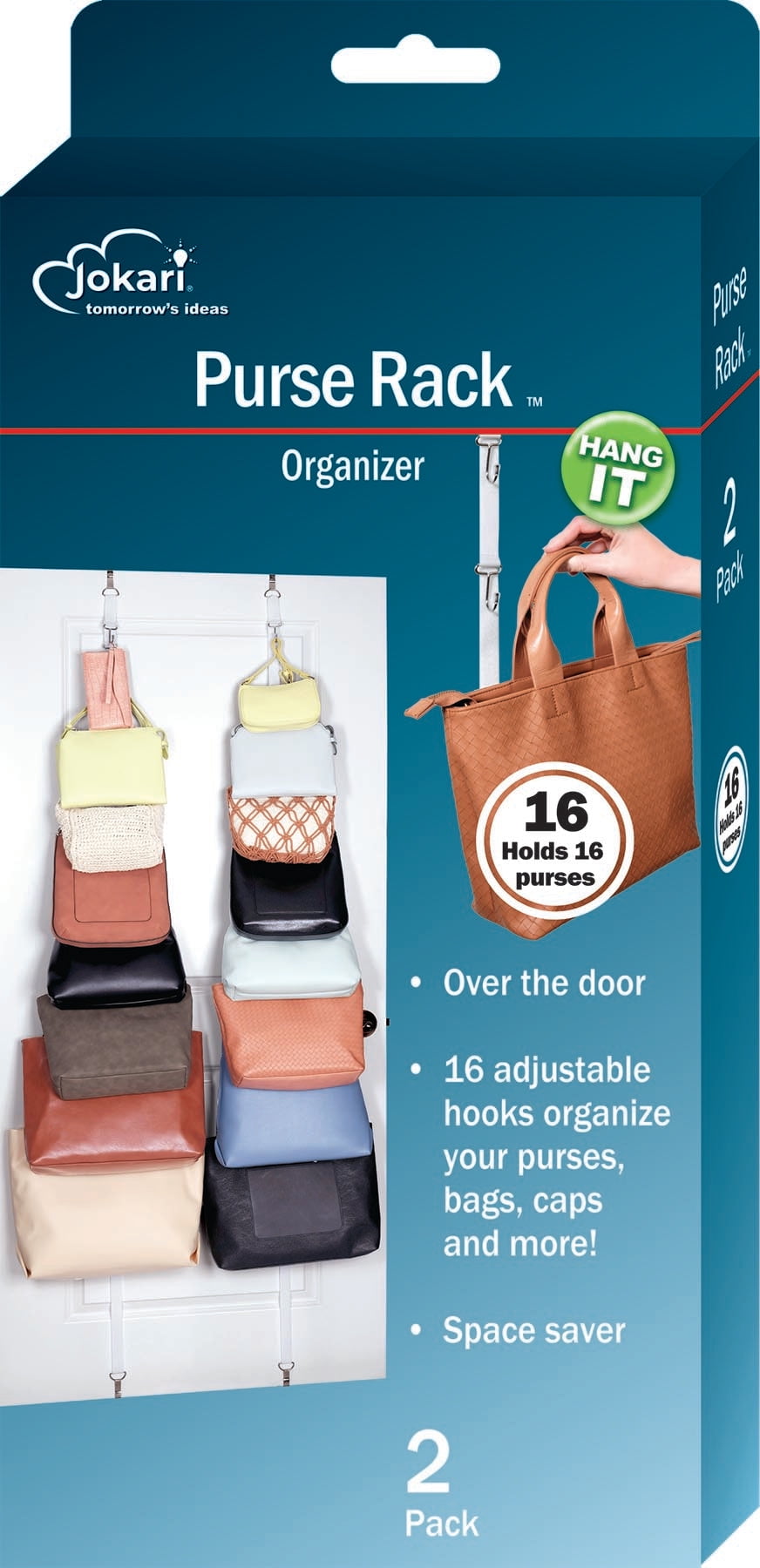 Jokari Heavy Duty Over The Door Adjustable 16 Hook Purse and Accessory Rack 3050a47a 327a 4b0f ba36 5076717dd36b.06e368d4c121f63b915be29d976a2f1e