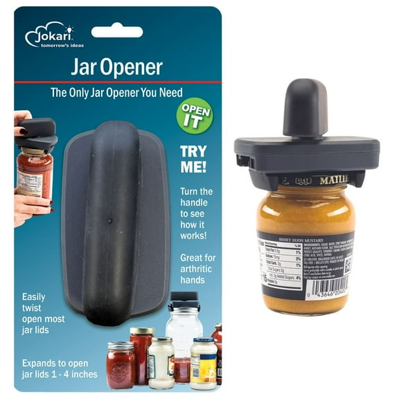 Jokari Adjustable Jar Opener with Ergonomic Handle and Lid Gripper
