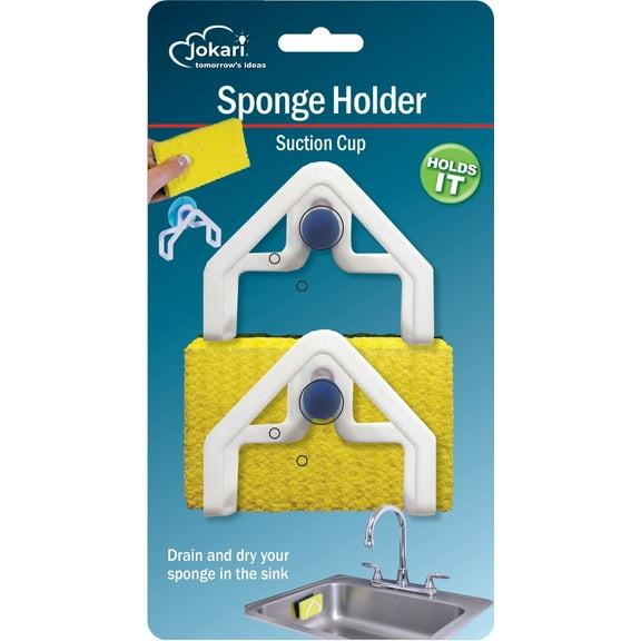 Jokari Suction Cup Sponge Holder for Kitchen Sink and Bath Tubs, 4 Pack