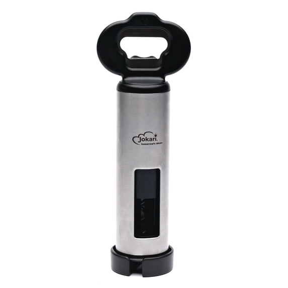 Jokari Wine Opener Pro Sleek Design with Can Opener and Glass Bottle Opener