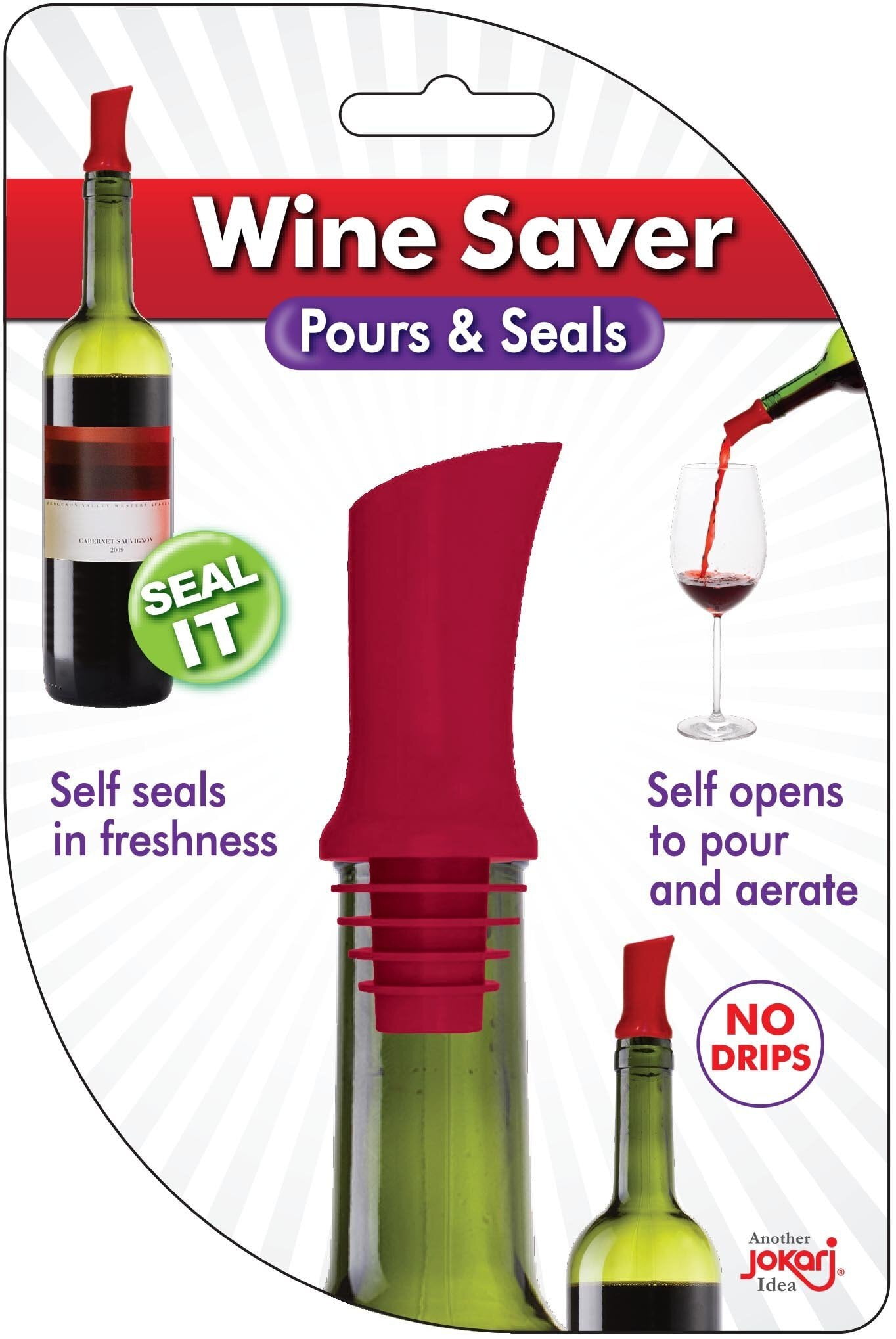 Red Self-Sealing Wine Server Pour Spout