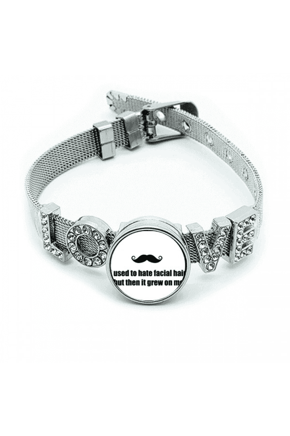 Joke About Beard Facial Hair Bracelet Wristband Crystal Love Adjustable Bangle