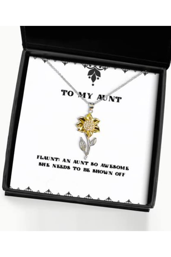 Joke Aunt Gifts, Flaunt: an Aunt So Awesome She Needs to Be Shown Off, Unique Christmas Sunflower Pendant Necklace from