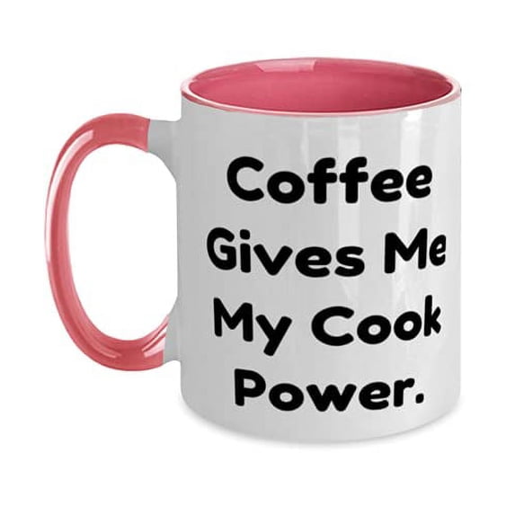 Joke Cook Two Tone 11oz Mug, Coffee Gives Me My Cook Power, Gag s for Coworkers, Birthday s