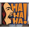 thumbnail image 1 of Joke Curtains 2 Panels Set, Cartoon Style Woman Laughing Old School Comics Illustration with Halftone Dots on Blue, Window Drapes for Living Room Bedroom, 108"W X 90"L,Multicolor, by Ambesonne, 1 of 3