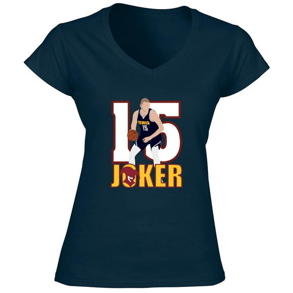 Joker 15 Nikola Jokic Denver LADIES V-NECK Shirt T-Shirt