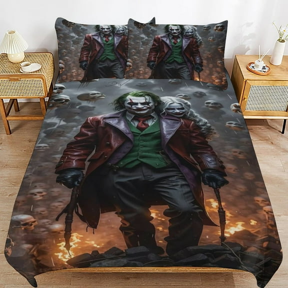 Joker Bedding Sets Ultra Soft Skin-Friendly Duvet Cover 3 Piece, Cute Comforter Cover Bed Set for Boys Girls Kids ( 1 Duvet Cover + 2 Pillowcase), 79"X90"