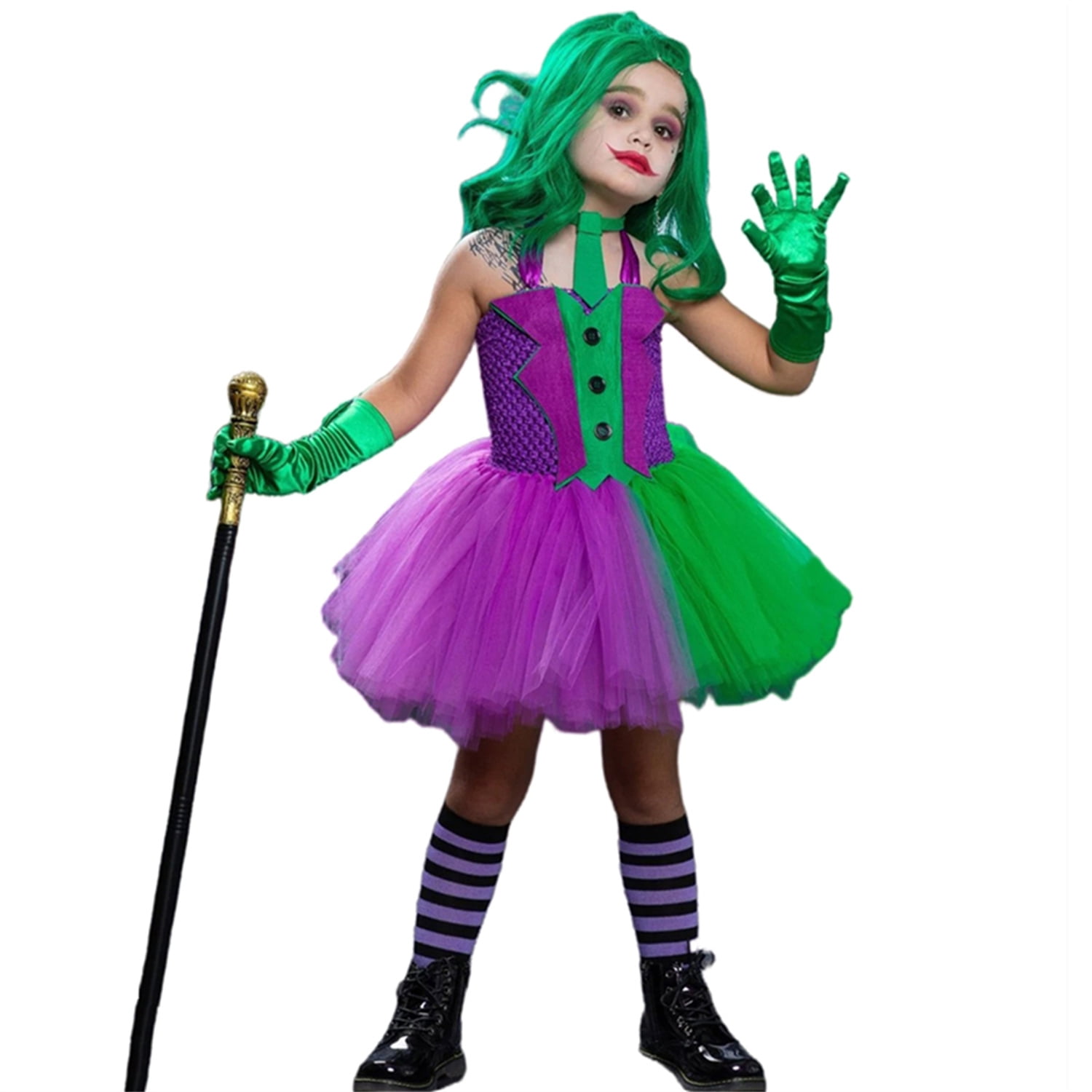 Joker Costumes Tutu Dress for Kids Girls Clown Dress Halloween Superhero Costumes for Girls