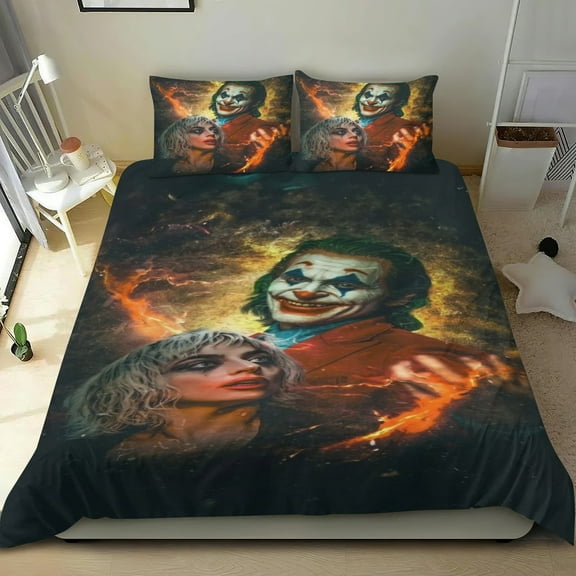 Joker Folie à Deux Themed Bed Sheet Set Three Piece Set 53x79 In ches Comfortable And Skin Friendly Unique Design Creating A Star Studded Night Home Decor Gifts For Family Friends fans