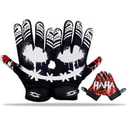 Joker Football Gloves Wide Receiver Jester Sticky Tacky Elite Pro Grip Super Sports Palms Performance Boost Game Skin Tight Kids Boys Sizes Youth Adult Men Wide Villain Battle America Youth XL