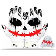 Joker Football Receiver Gloves Jester Sticky Tacky Elite Pro Grip Super Sports Palms Performance Boost Your Game Skin Tight Kids Boys Sizes Youth Adult Men Wide Villain Battle USA Adult 2XL