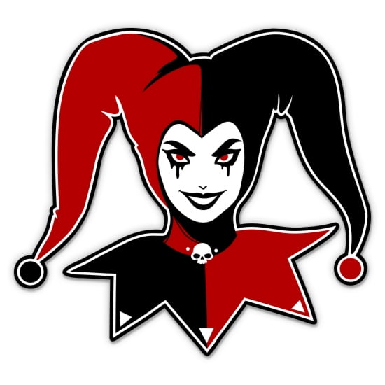 Joker Girl Clown Jester - 3" Vinyl Sticker - For Car Laptop Water Bottle Phone - Waterproof Decal