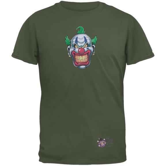 Joker Grinning Dark Green Adult T-Shirt - Large