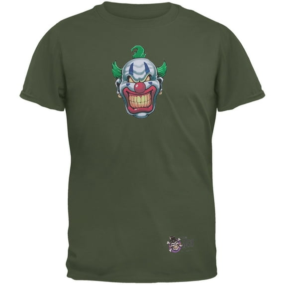 Joker Grinning Dark Green Adult T-Shirt - Medium