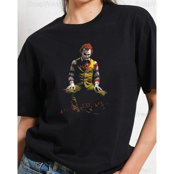 Joker Happy Meal McDonalds Dark Knight Heath Ledger Ronald Parody T-Shirt Unisex, up to 5XL