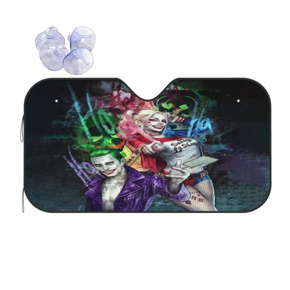 Joker Harley Qu-in Car Windshield Sunshade Front Window Sun Shades Folding Block Uv Rays Visor Protector Sun Shield Gifts for Sedan Truck Suv Auto Accessories