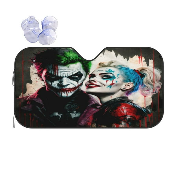 Joker Harley Qu-in Car Windshield Sunshade Front Window Sun Shades Folding Block Uv Rays Visor Protector Sun Shield Gifts for Sedan Truck Suv Auto Accessories