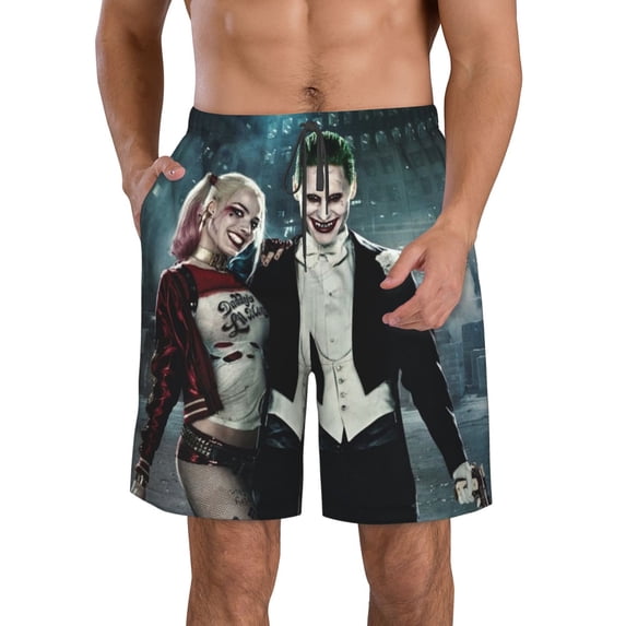 Joker Harley Quinn Men's Beach Shorts Swim Trunks Casual Quick Dry Board Shorts Swimwear with Mesh Lined and Pockets
