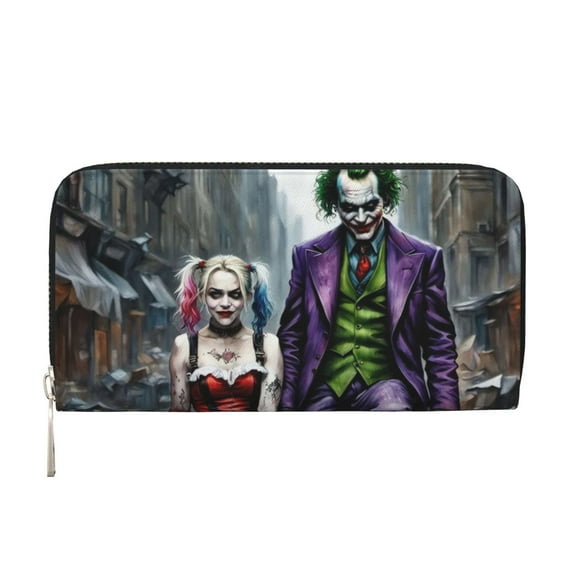 Joker Harley Quinn Movie Hand Wallet Card Bag Long Leather Wallet Handbag Clutch Purse Storage Bag Zip Organizer With Card Slots