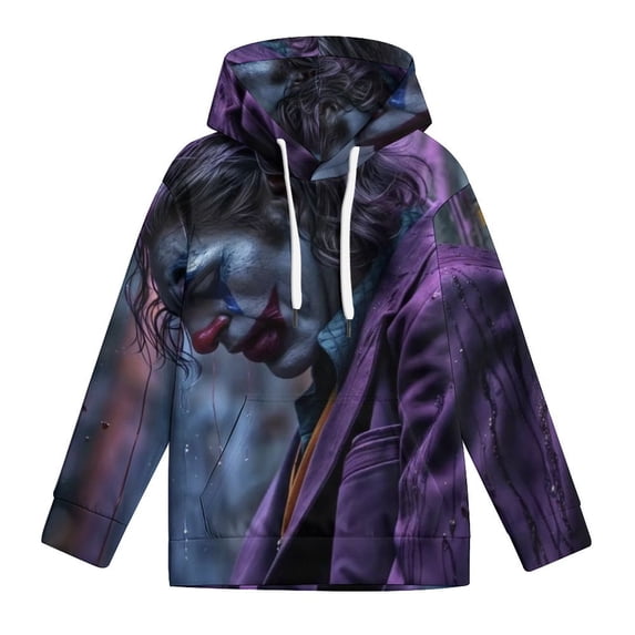 Joker Hoodie for Boys Girls, Novelty 3D Print Pullover Hooded for Kids, Fashion Lightweight Sweatshirt, Long Sleeve Hoodies with Pocket, S-XL
