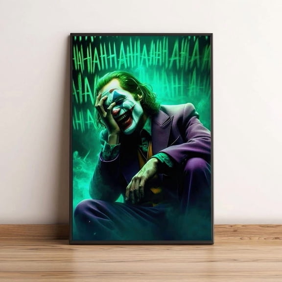 Joker Laugh Movie Poster, Villain Laughing Joker Sci-Fi Thriller Cult Film Art Print, Batman Smile Glossy Large Format Decor Gift 8x12 UNFRAMED