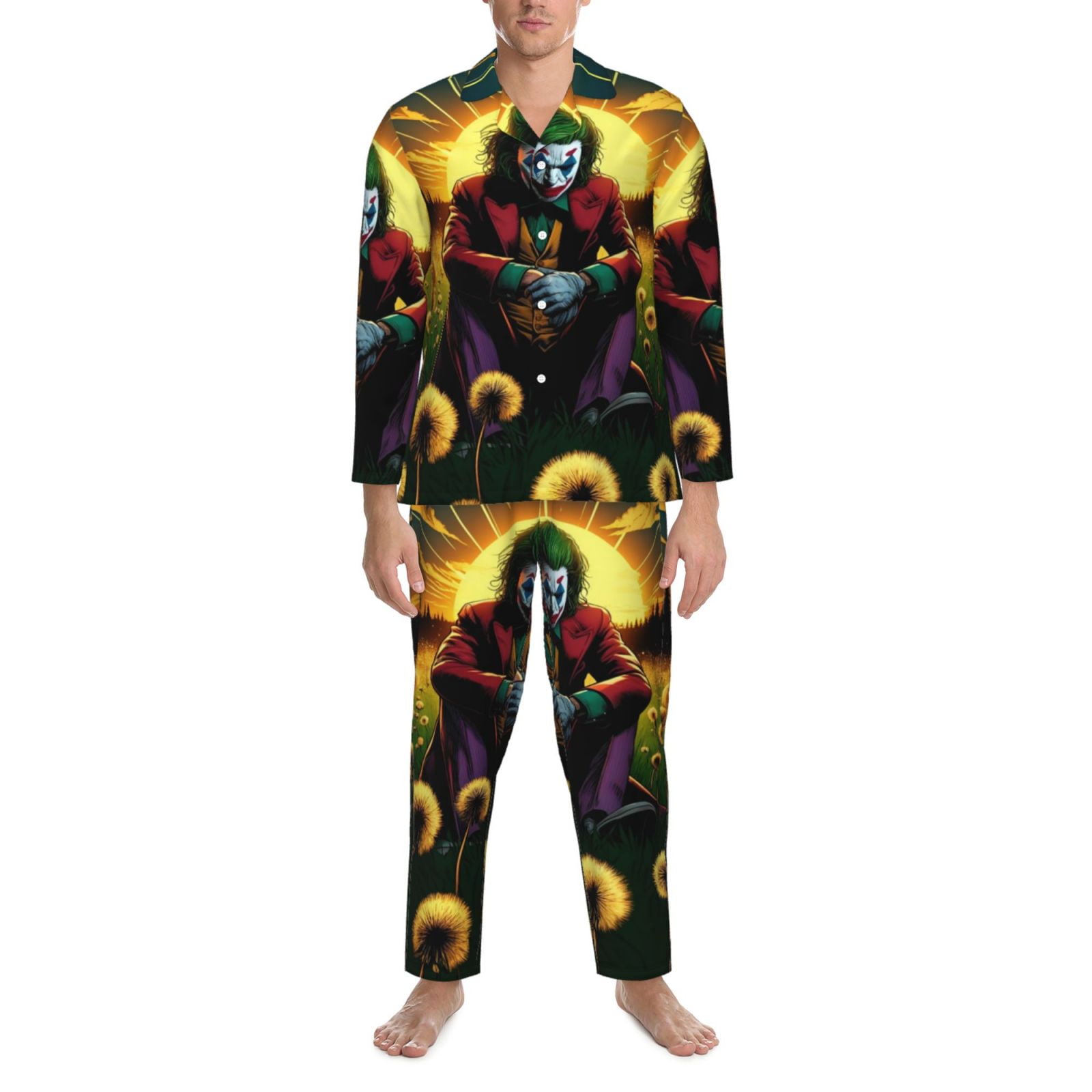 Joker Pajama Sets Long Sleeve Button Down Pajamas Set For Women Men Cute Soft Sleepwear Pjs 2 Piece Loungewear Large Walmart
