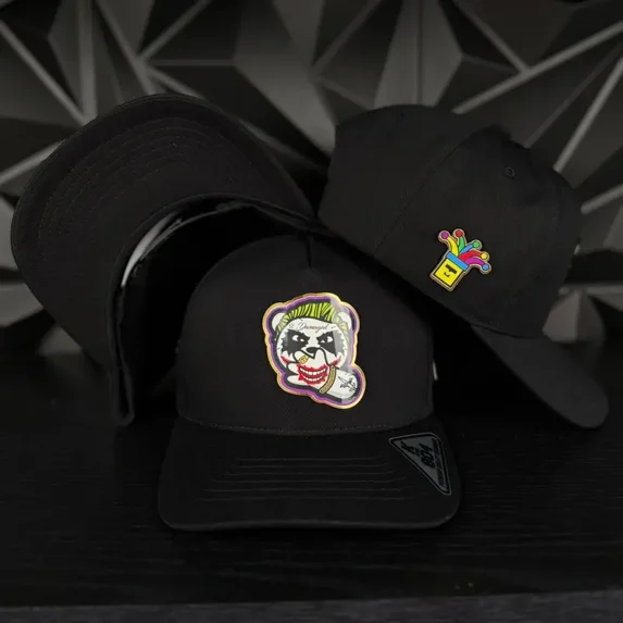 Joker Panda Snapback Hat, Funny Cartoon Flat Brim Adjustable Baseball Cap for Men Women, Streetwear Hip Hop Cap