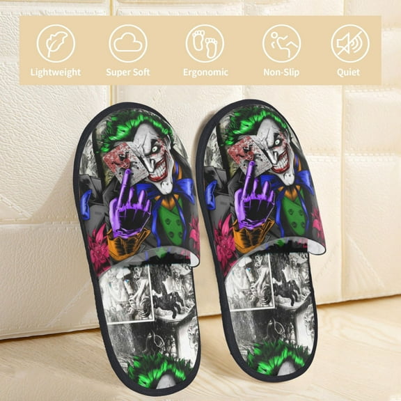 Joker Slippers Cozy Fuzzy Slippers Soft Memory Foam Ladies House Shoes Warm Bedroom Flat Shoes Unisex Indoor Outdoor Medium