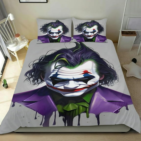 Joker Themed Bed Sheet Set Three Piece Set 53x79 Inches Comfortable And Skin Friendly Unique Design Creating A Star Studded Night