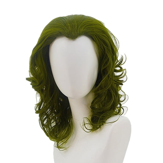 Joker Wig - Men's Green Anime Short Wavy Synthetic Hair Wig for Halloween Cosplay & Clown Costume