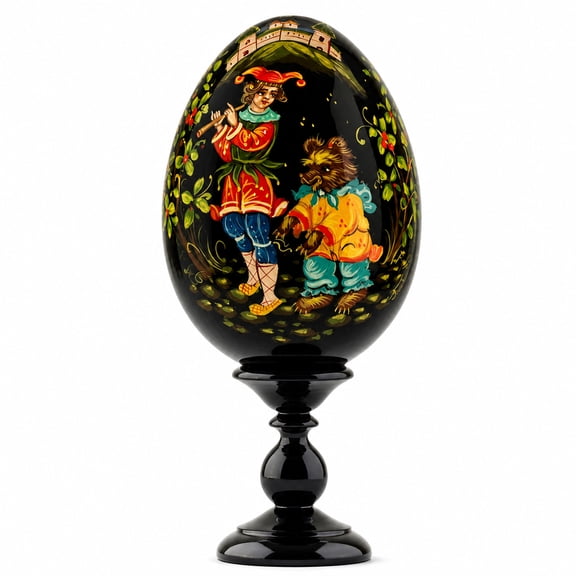 Joker with the Bear Collectible Wooden Easter Egg 6.25 Inches