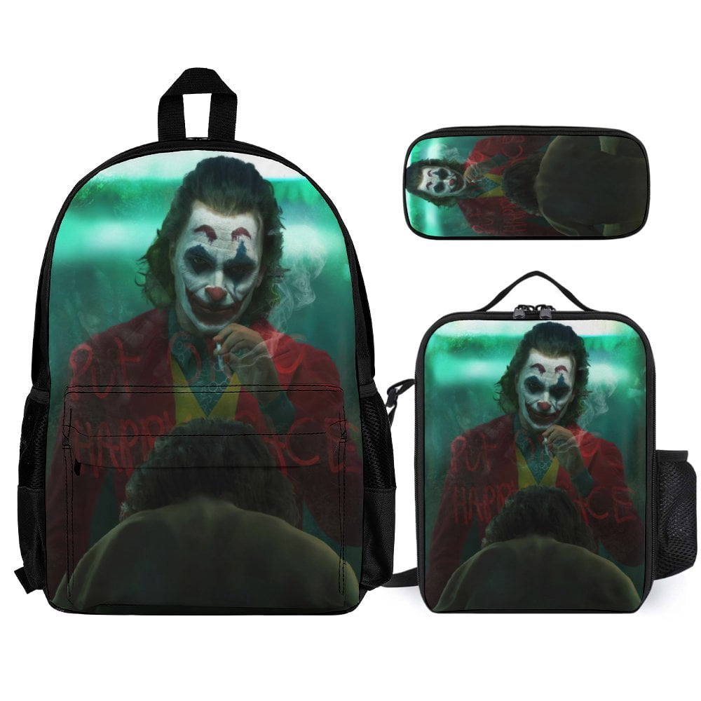 Jokers Backpacks 3 Piece Set Bookbag with Lunch Bag And Pencil Case ...