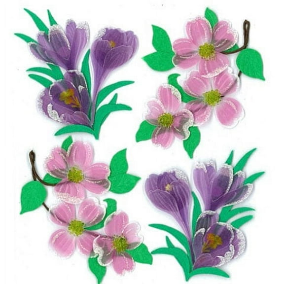 Jolee's Boutique 3D Dogwood Crocus Sticker, 4 Piece