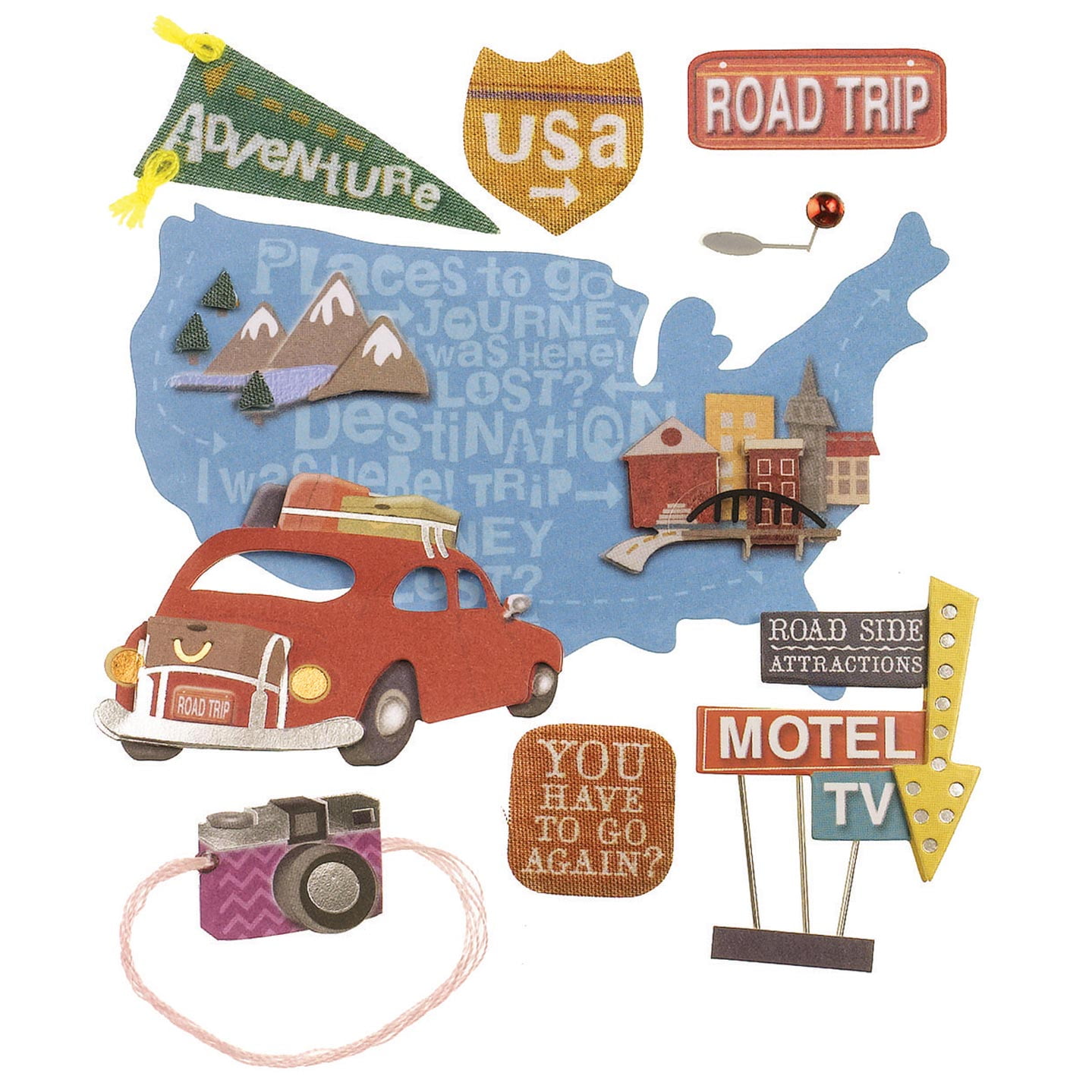 Jolee's Boutique Let's Go Traveling Themed 3D Stickers for Scrapbooking