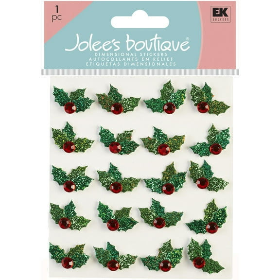 Jolee's Boutique Christmas Holly Stickers, 20 Piece
