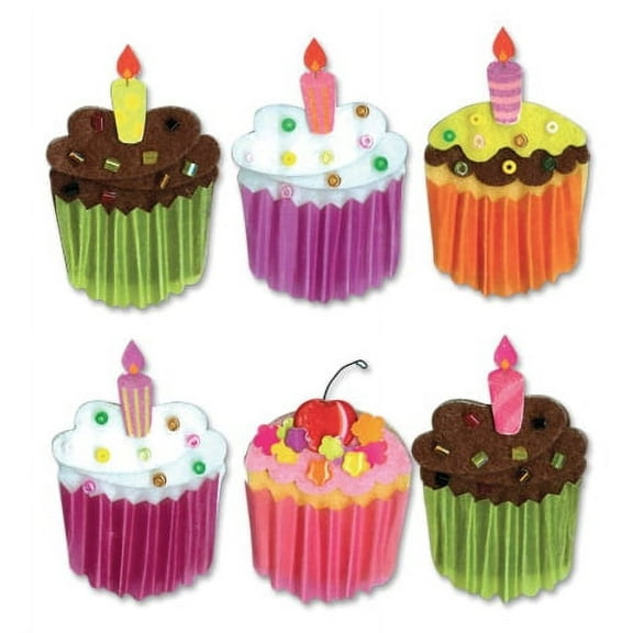 Jolee's Boutique Cupcakes Dimensional Stickers, 6 Piece