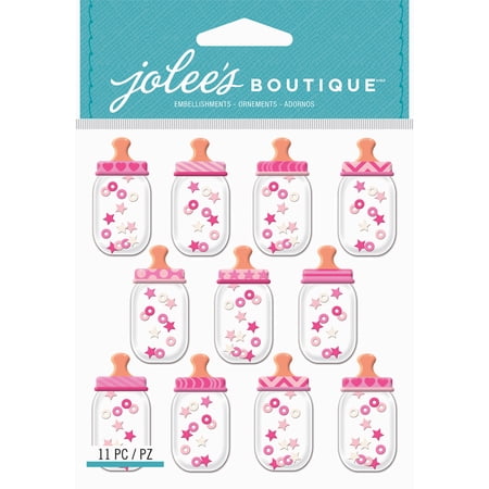 Jolee's Cabochon Dimensional Repeat Stickers-Baby Girl Bottle Dome