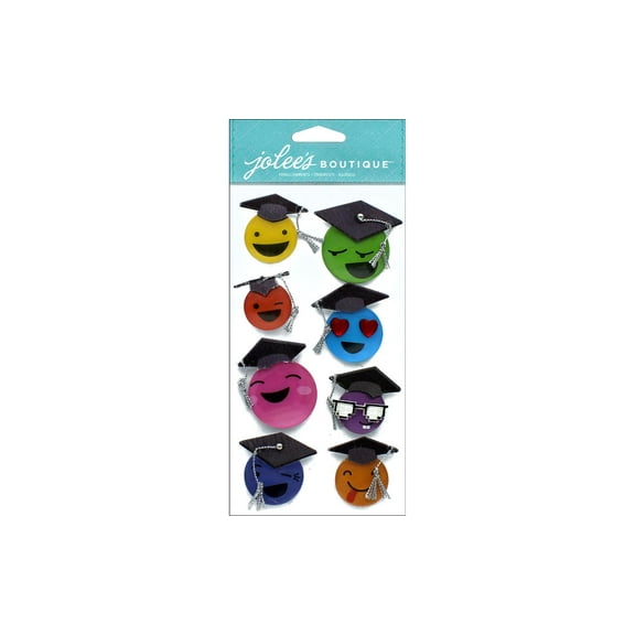 Jolee's Boutique Dimensional Stickers-Graduation Emoji