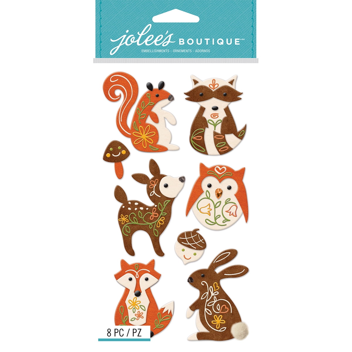 Jolee's Boutique Felt Stickers Woodland Animals