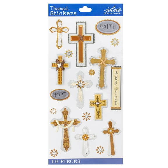 Jolee's Boutique Solid Multicolor Mixed Themed Vinyl Stickers, 19 Pieces