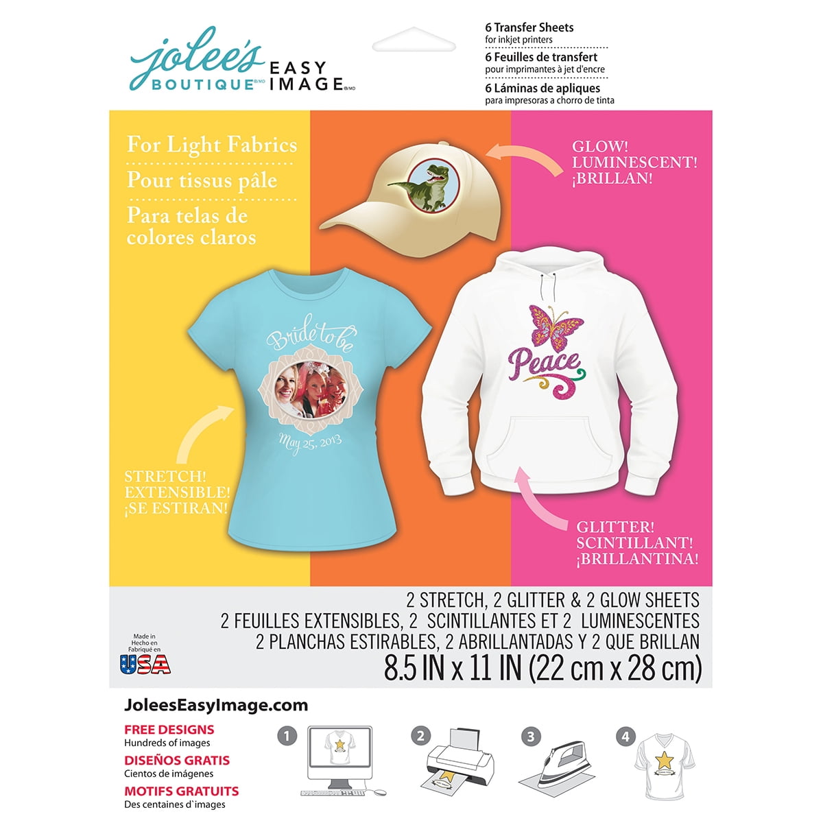 Jolee's Easy Image Transfer Sheets 8.5"X11" 6/PkgFor Light Fabrics, Pk