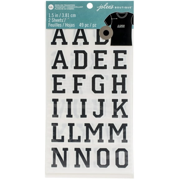 Jolee's Iron-On Letters 1.5"-Black