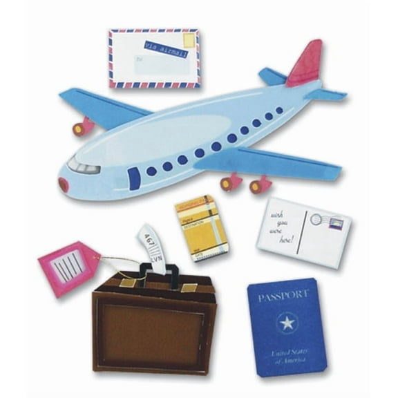 Jolee's Boutique Dimensional Stickers-Airplane Travel